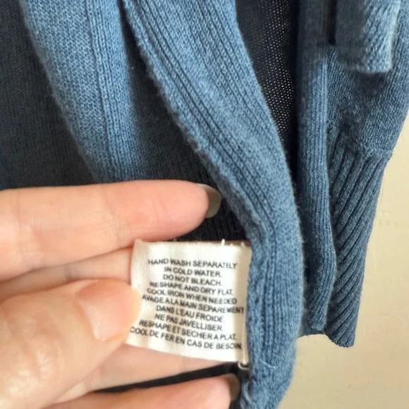 Anthropologie Blue Open Front Lightweight Cardigan Duster Long Sweater Medium - Picture 6 of 9